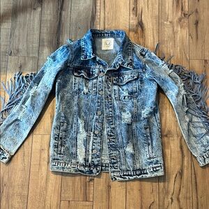 Fantastic Fawn Blue Denim Fringe Jacket